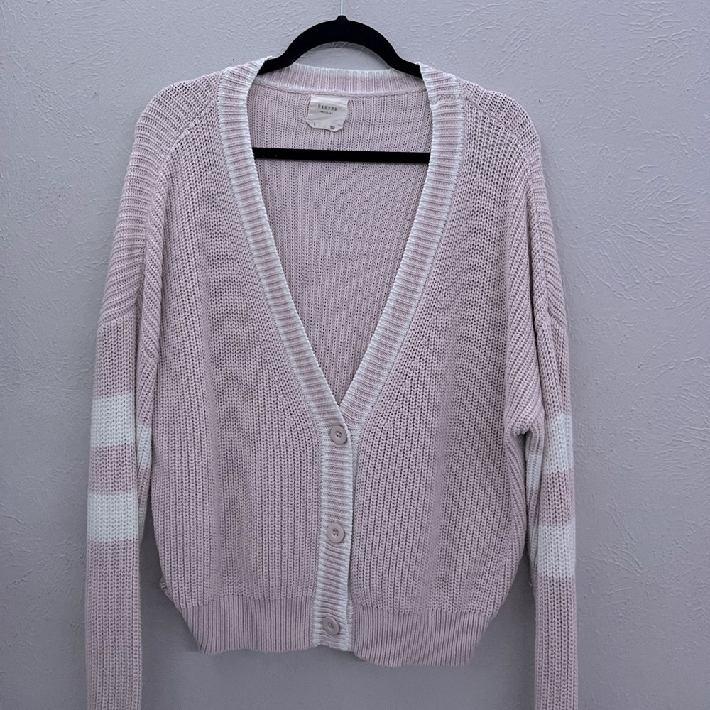 light pink cardigan